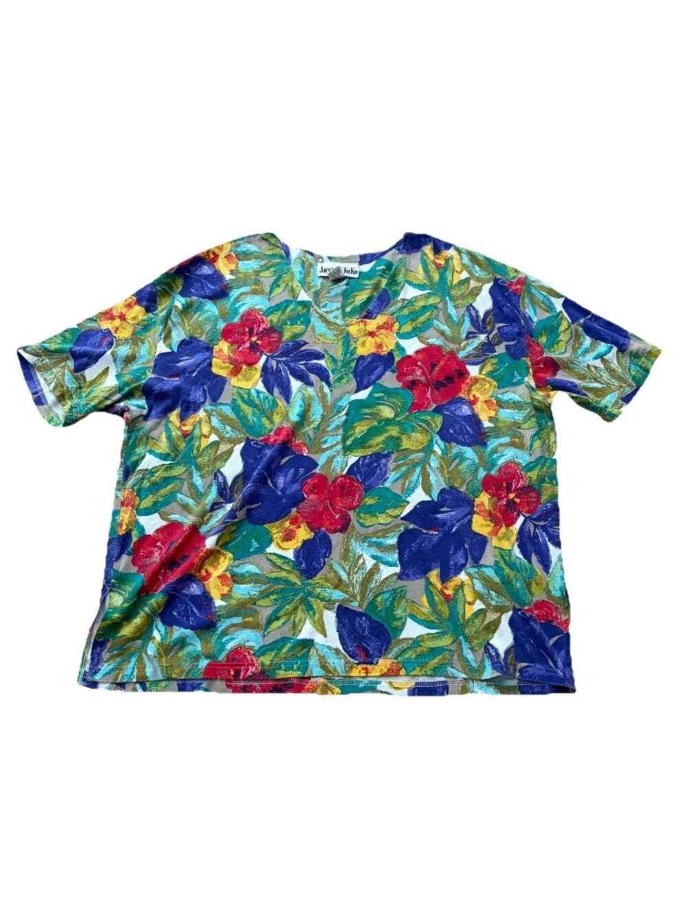Jacque & KoKo Women's Tshirt Top Short Sleeves Artsy Floral Plus Size 26/28